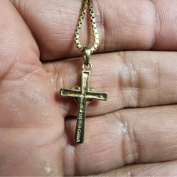 Sterling Silver 925 Gold Plated Heart Pendant On 24 Inch Gold Plated Box Chain - Picture 3 of 5